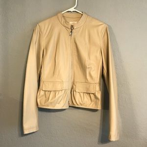 Ann Taylor loft faux leather cream jacket